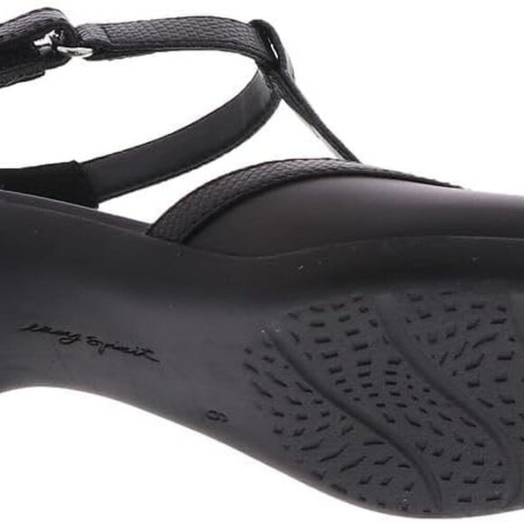 Women's Leather T-Strap Pump 7.5 Wide Ultra Flexible Comfort Mid Heel - Picture 3 of 6